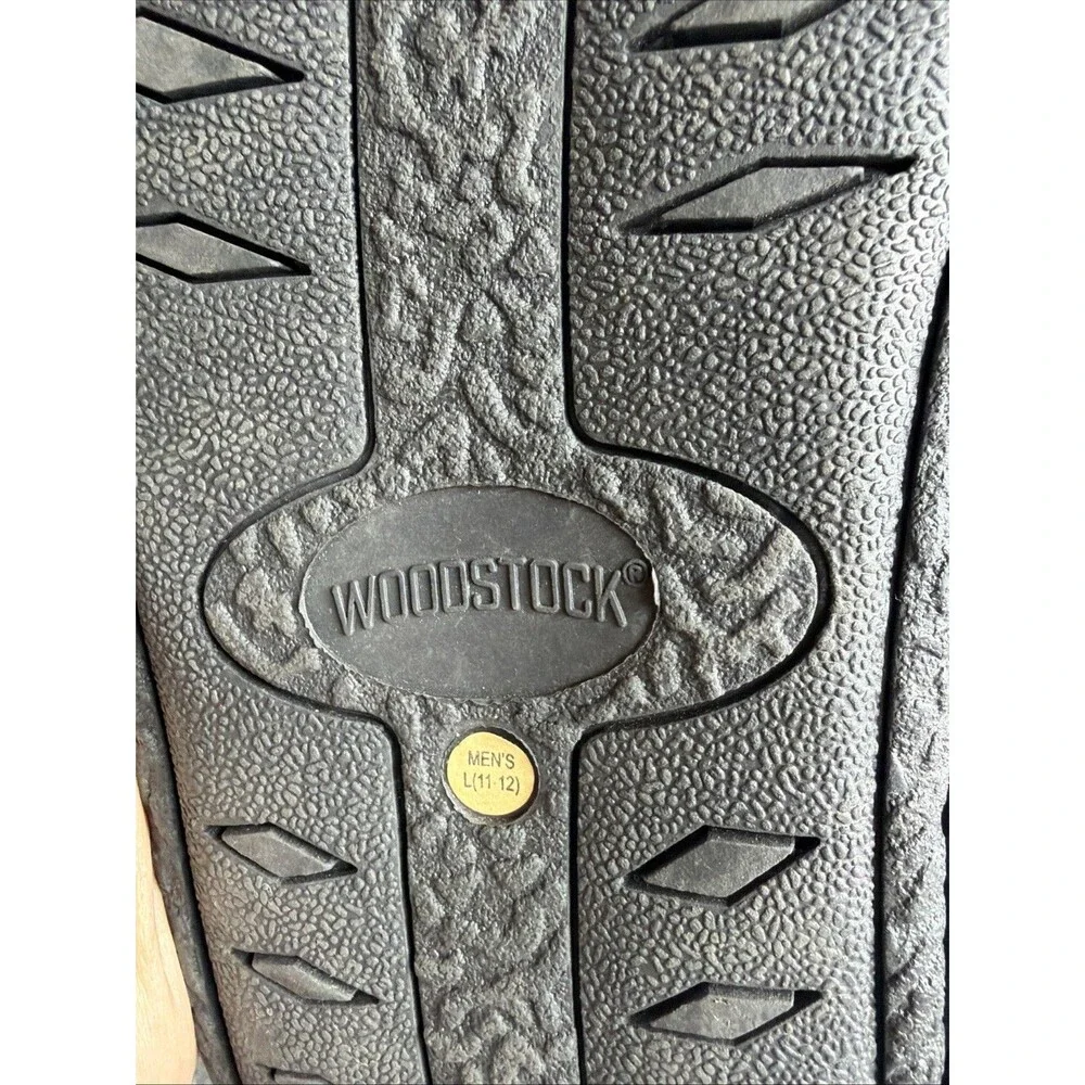 Woodstock Slides Shoes Sandals Slip On Men Size 11/12 Leather Upper Black